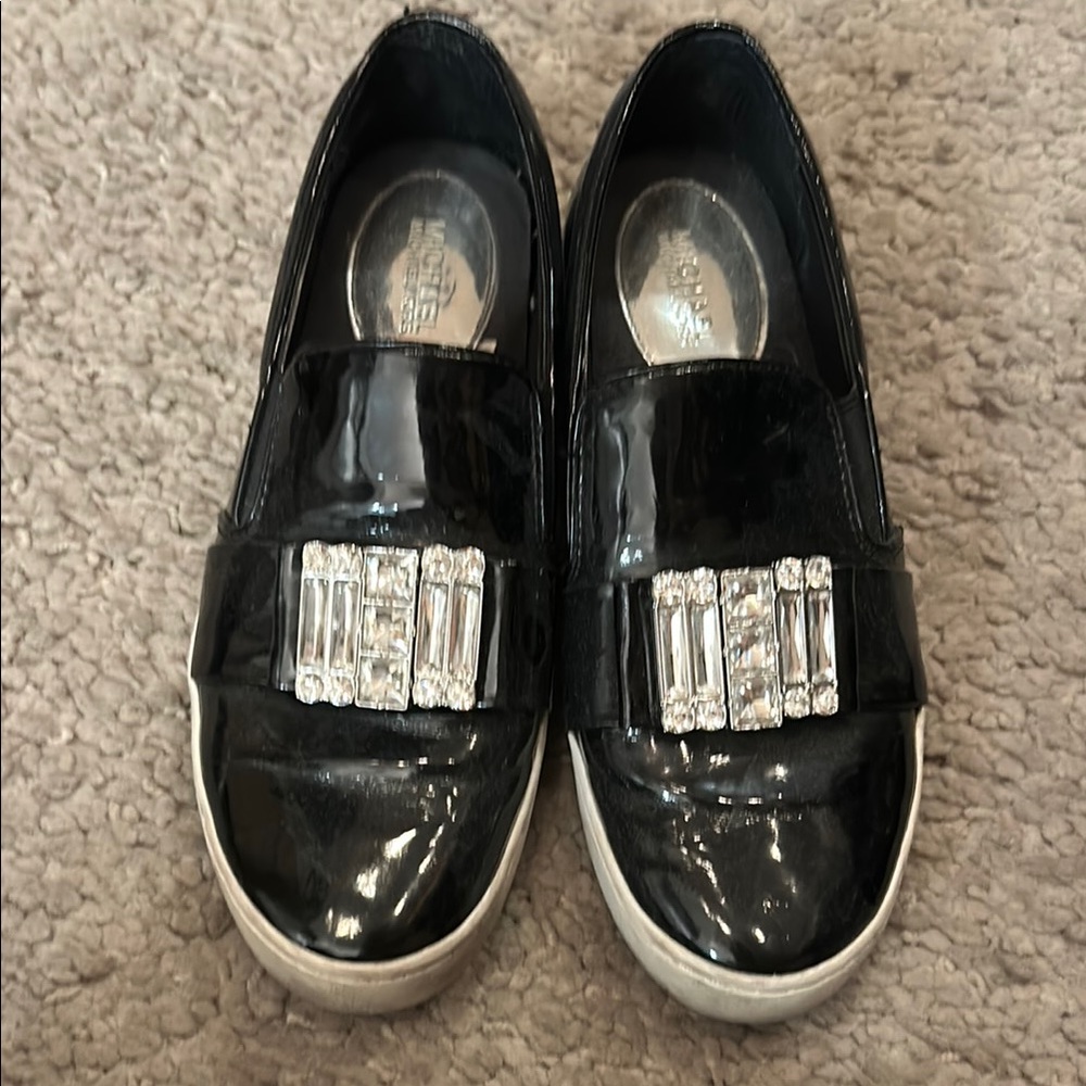 Stylish Black Kids Shoes with Rhinestone Detail